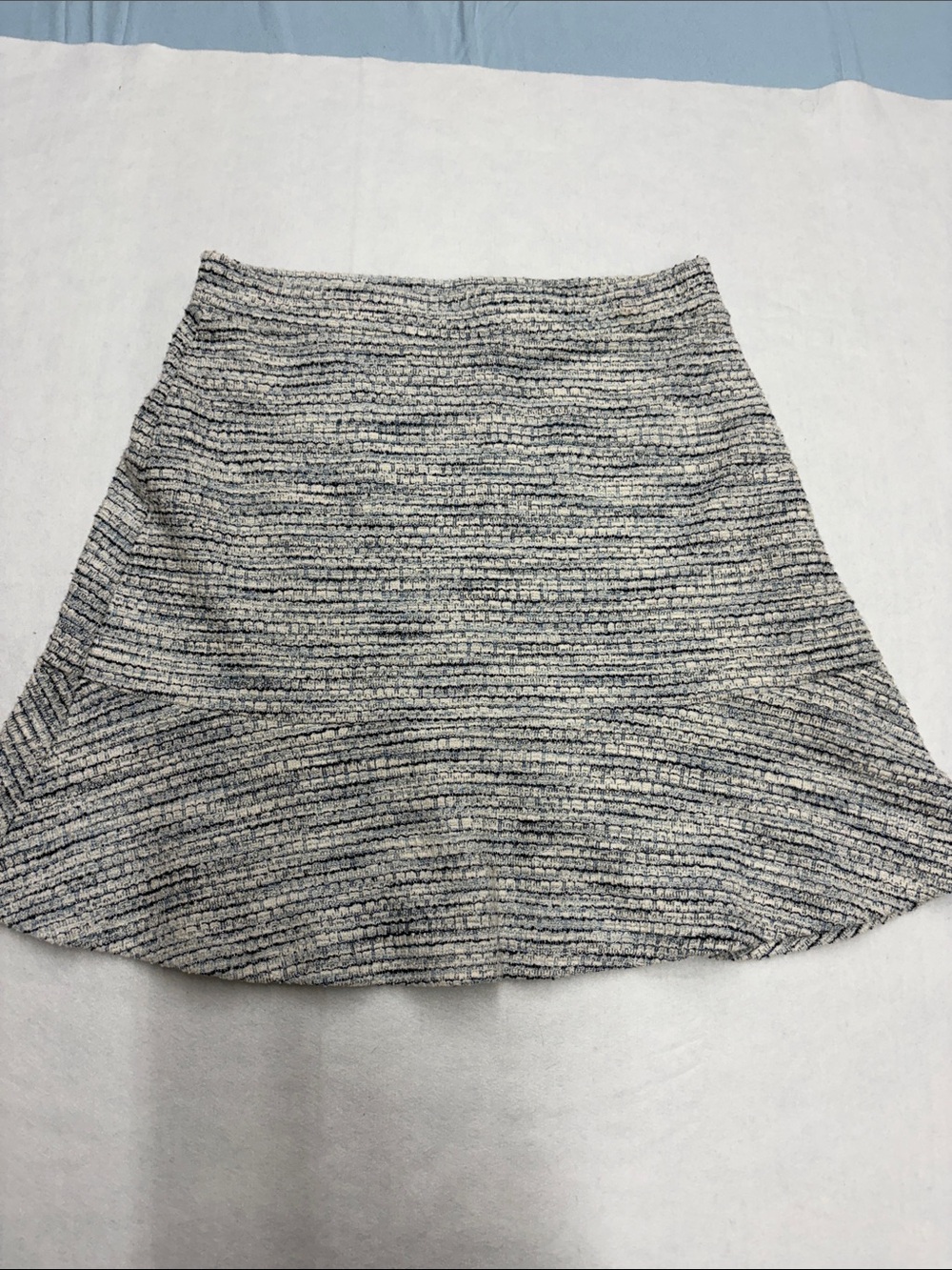 LOFT Tweed-Textured A-Line Skirt in Navy Blue/Off-White Metallic size S